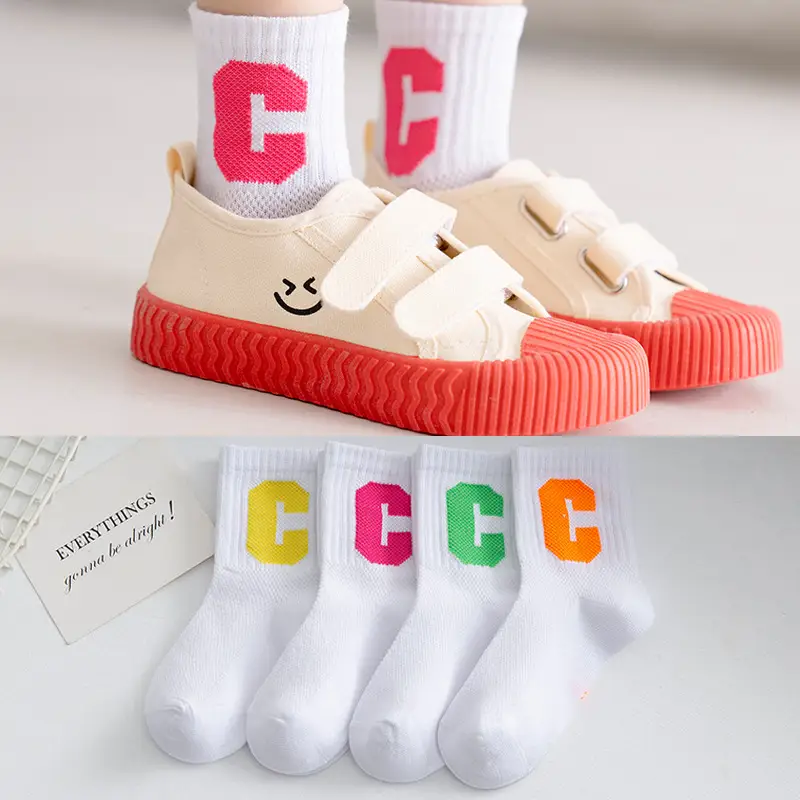 Girls Korean P Letter Cotton Socks Large Size