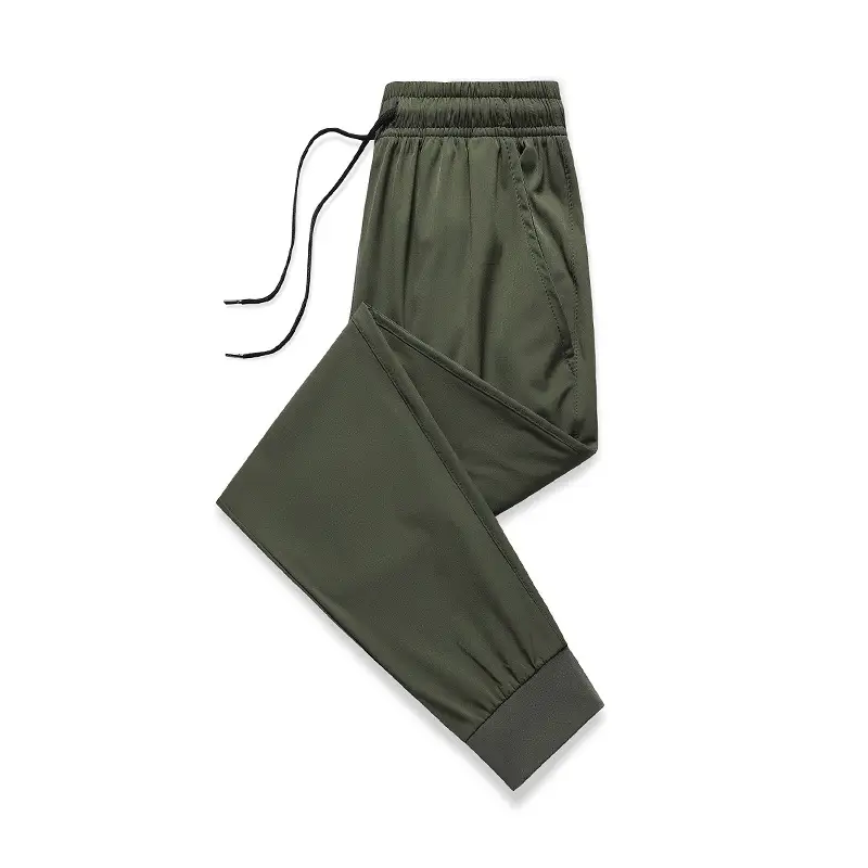 Men Grey Ice Silk Ankle Pants Breathable Casual - Image 3