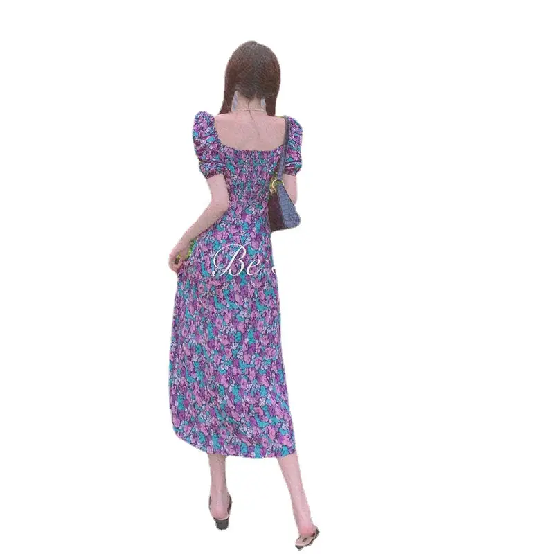 Women's Summer Floral Puff Sleeve Dress Large - Image 6