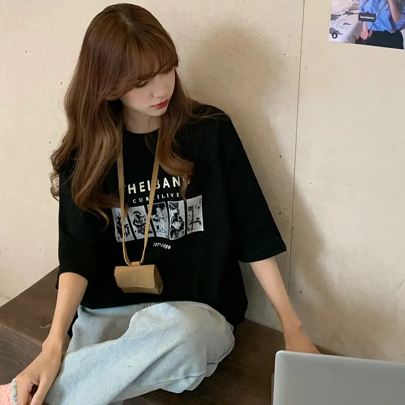 Harajuku Style Black T-Shirt Women 2025 Loose Fit — feature 29