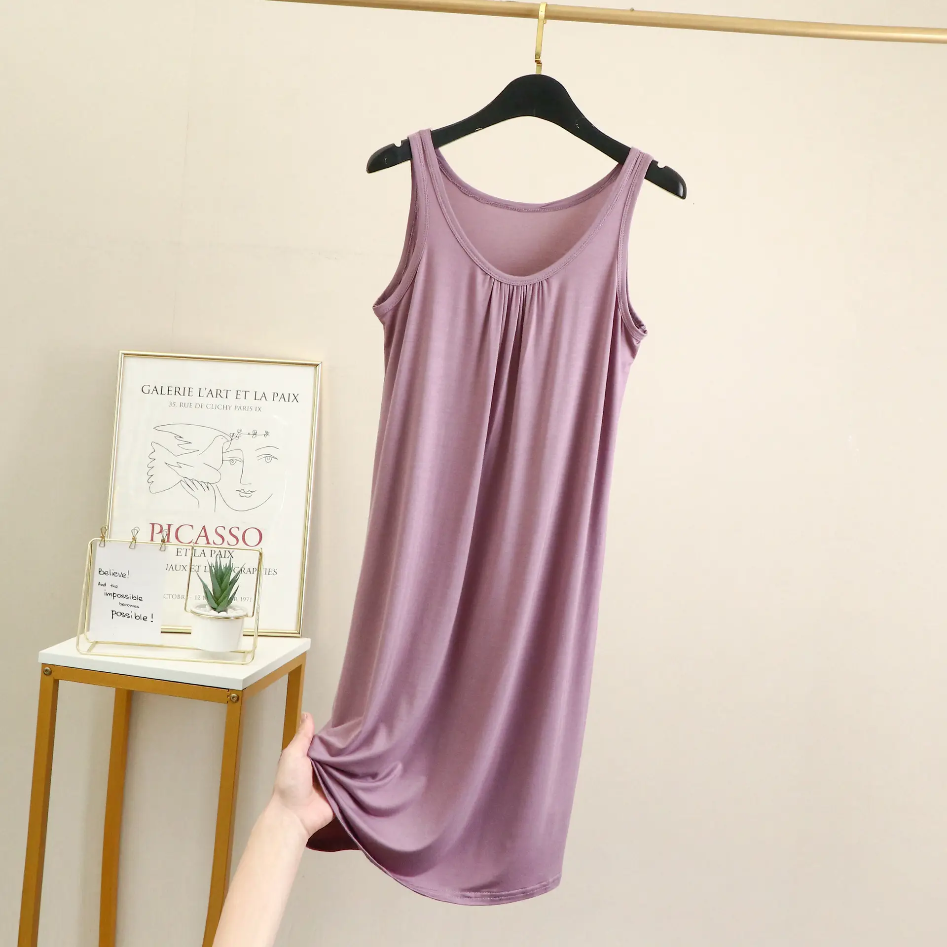 Women's Purple Sleeveless Nightgown Dress - Image 19