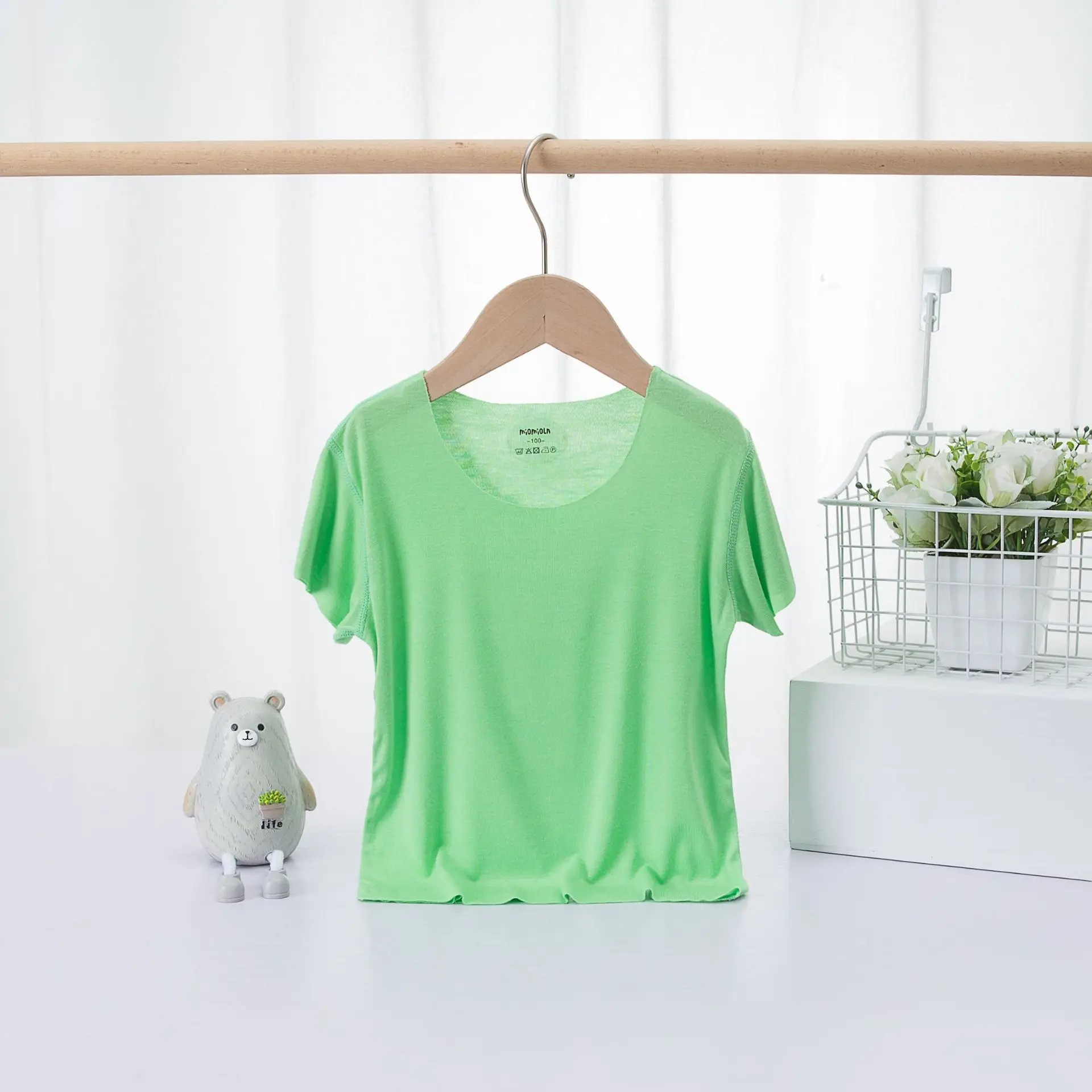 Children's Ice Silk Mask T-Shirt Summer White Medium to XL - Image 5