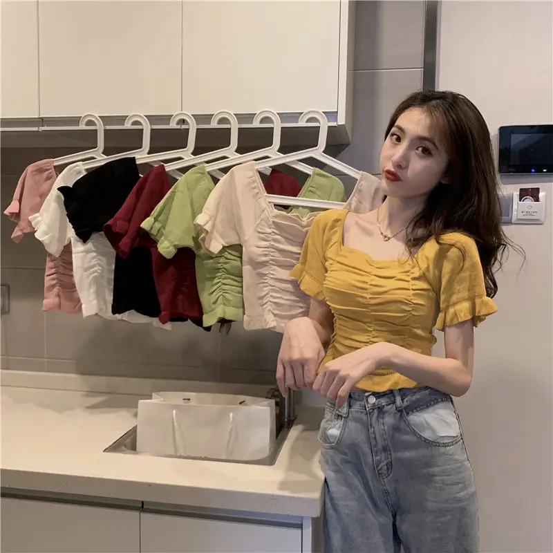 Women's Pleated Square Neck T-Shirt Summer 2025 — feature 1