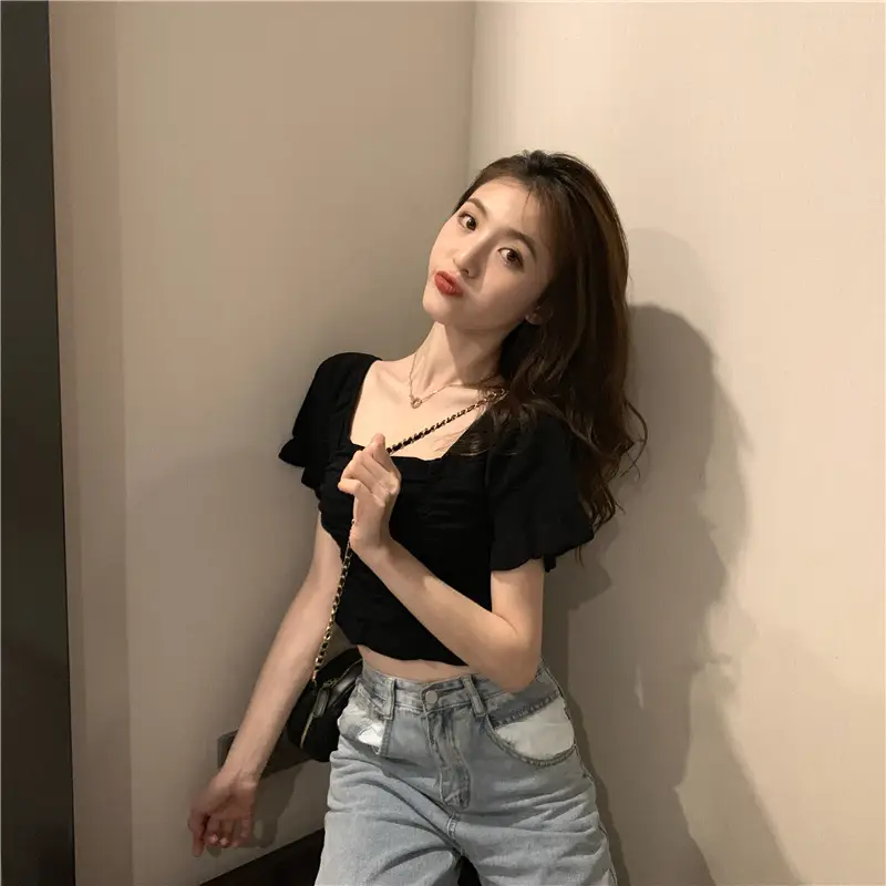 Women's Pleated Square Neck T-Shirt Summer 2025 — feature 10