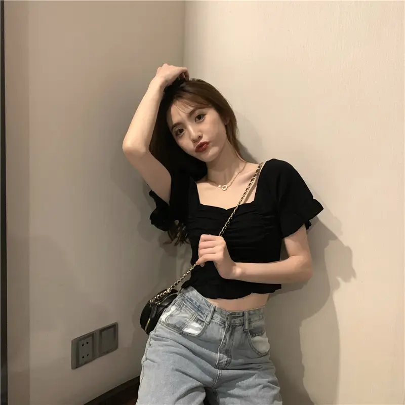 Women's Pleated Square Neck T-Shirt Summer 2025 — feature 12