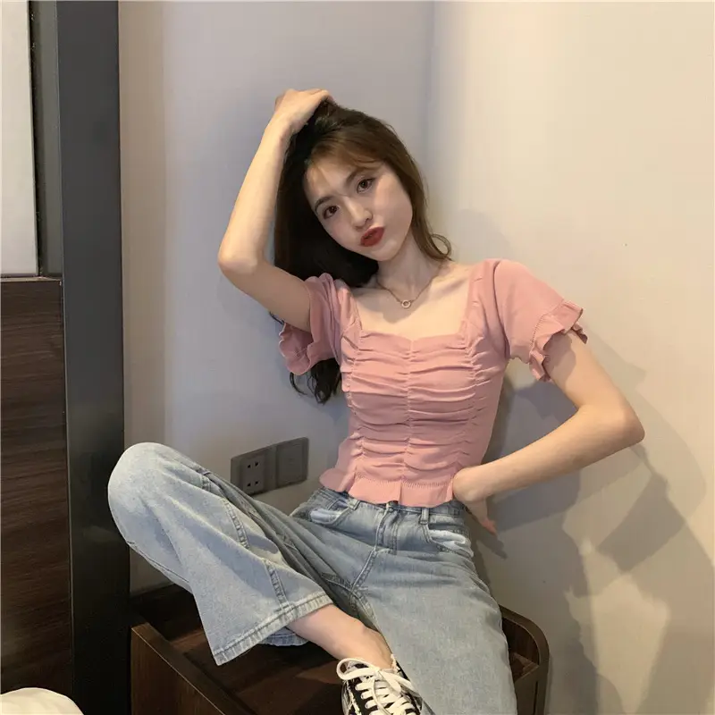 Women's Pleated Square Neck T-Shirt Summer 2025 — feature 16