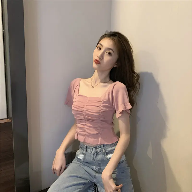 Women's Pleated Square Neck T-Shirt Summer 2025 — feature 17