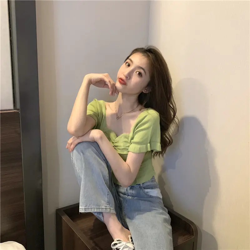 Women's Pleated Square Neck T-Shirt Summer 2025 — feature 19