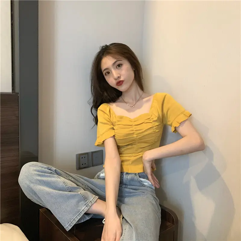 Women's Pleated Square Neck T-Shirt Summer 2025 — feature 2