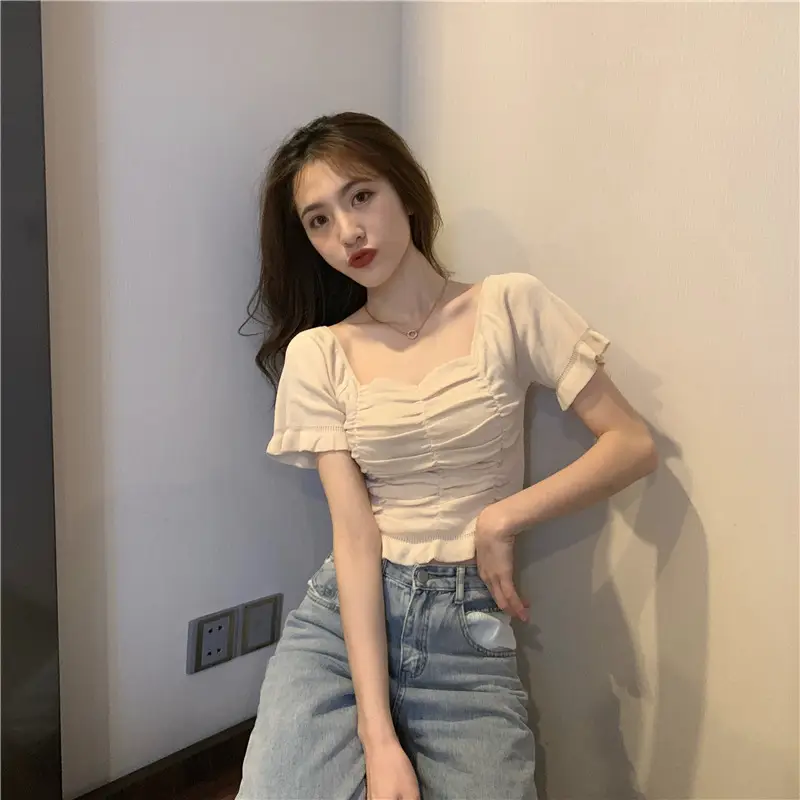 Women's Pleated Square Neck T-Shirt Summer 2025 — feature 23