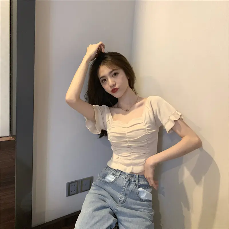 Women's Pleated Square Neck T-Shirt Summer 2025 — feature 25