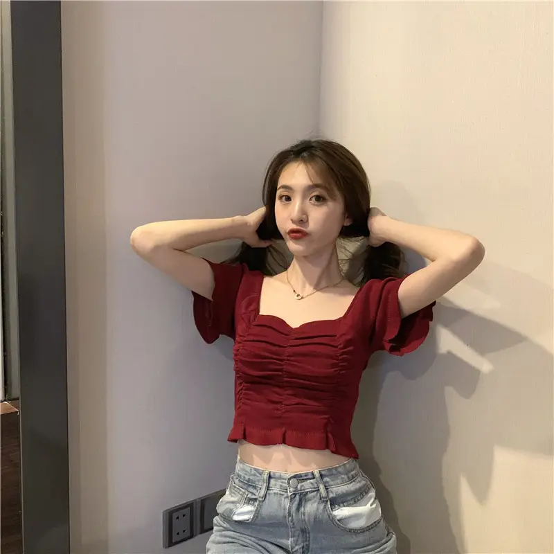 Women's Pleated Square Neck T-Shirt Summer 2025 — feature 27
