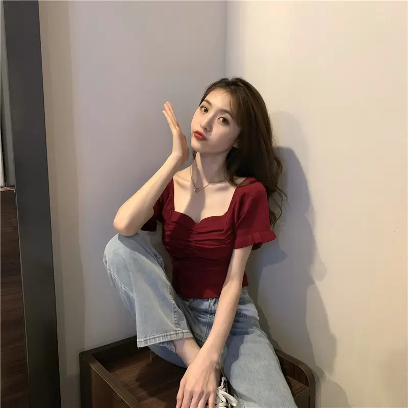 Women's Pleated Square Neck T-Shirt Summer 2025 — feature 28