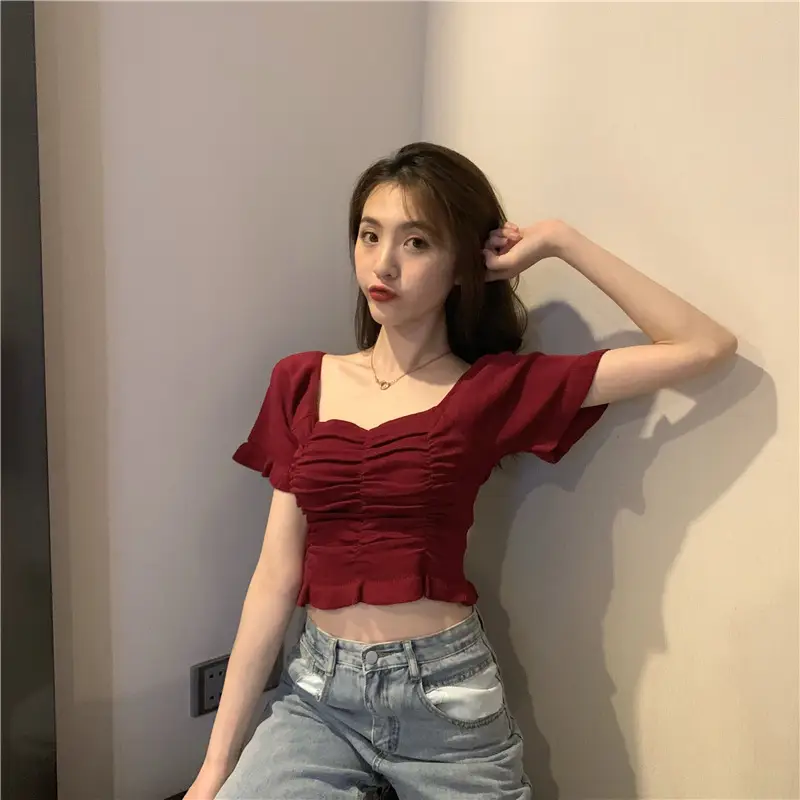 Women's Pleated Square Neck T-Shirt Summer 2025 — feature 29