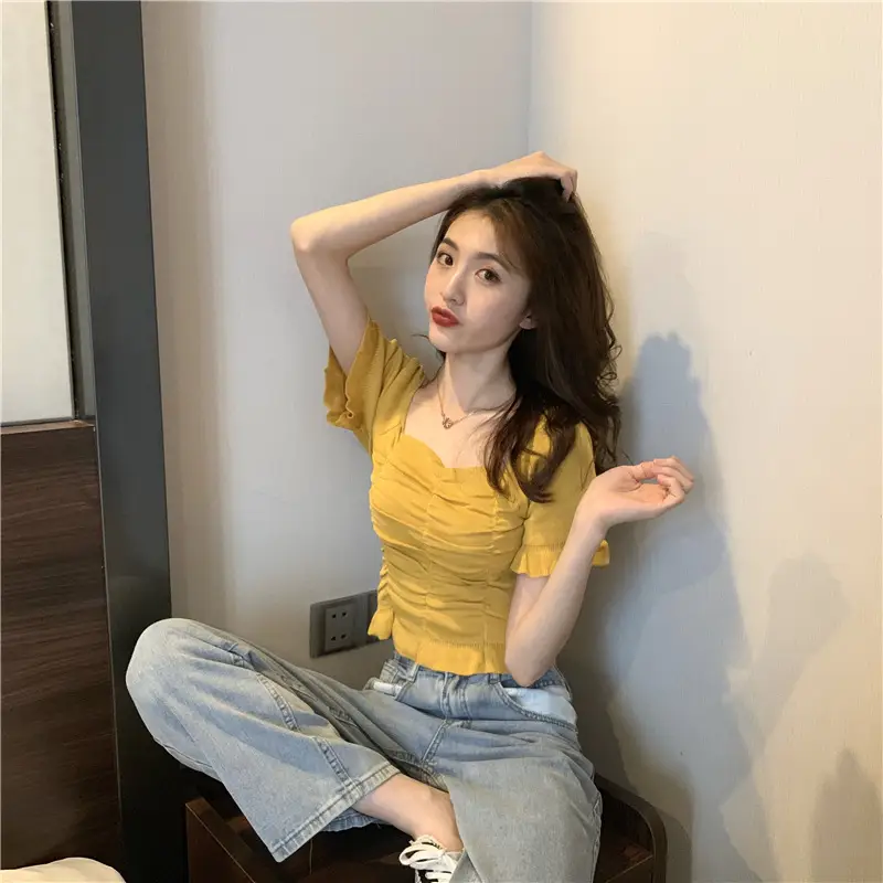 Women's Pleated Square Neck T-Shirt Summer 2025 — feature 3