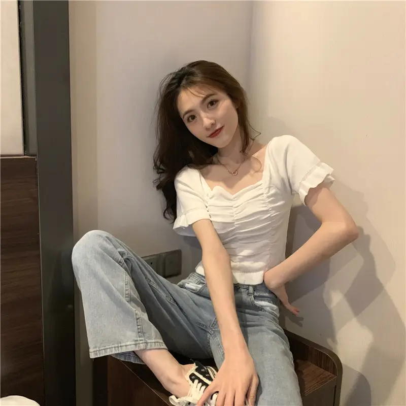Women's Pleated Square Neck T-Shirt Summer 2025 — feature 6