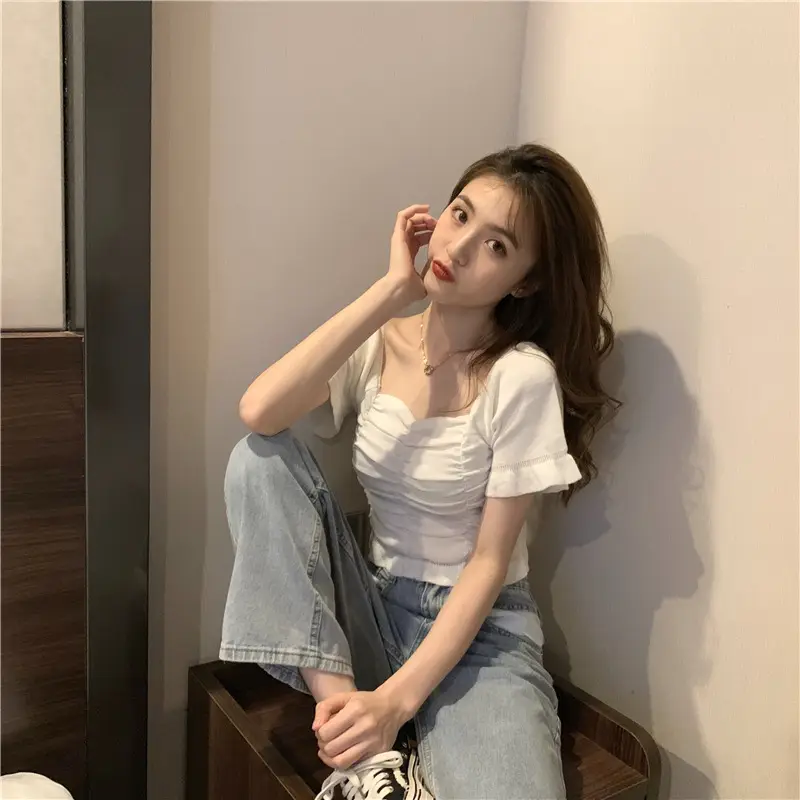 Women's Pleated Square Neck T-Shirt Summer 2025 — feature 7