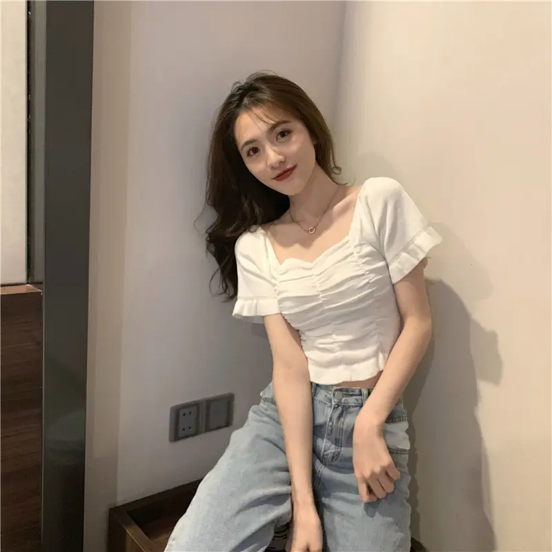 Women's Pleated Square Neck T-Shirt Summer 2025 — feature 8