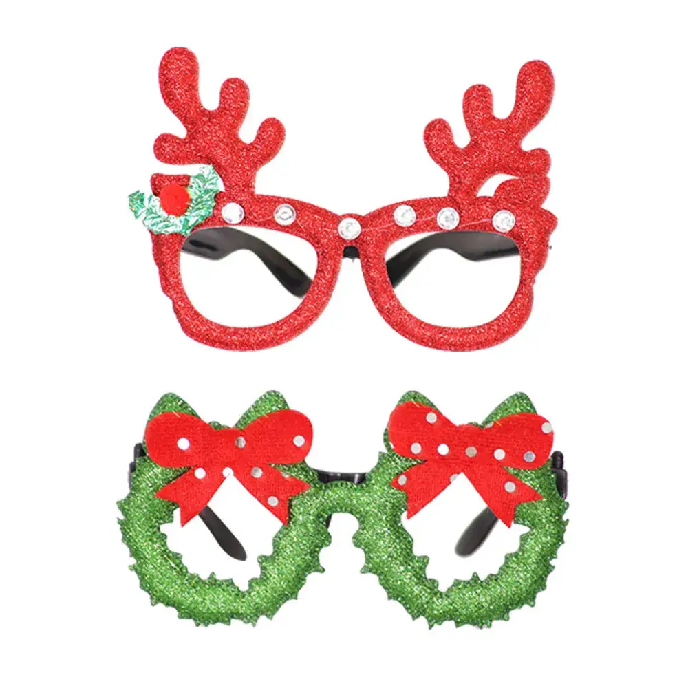 Christmas Deer Antlers Glasses Green Glitter Kids Party Decor - Image 67