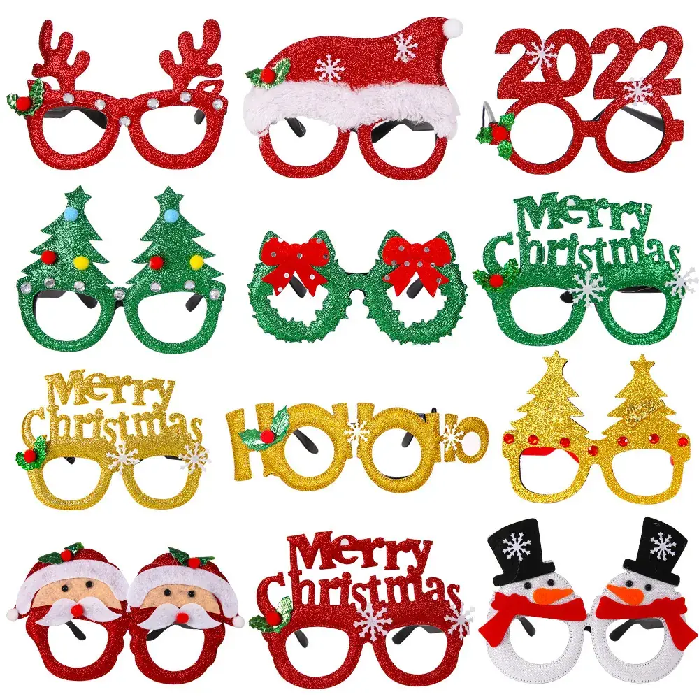Christmas Deer Antlers Glasses Green Glitter Kids Party Decor - Image 68