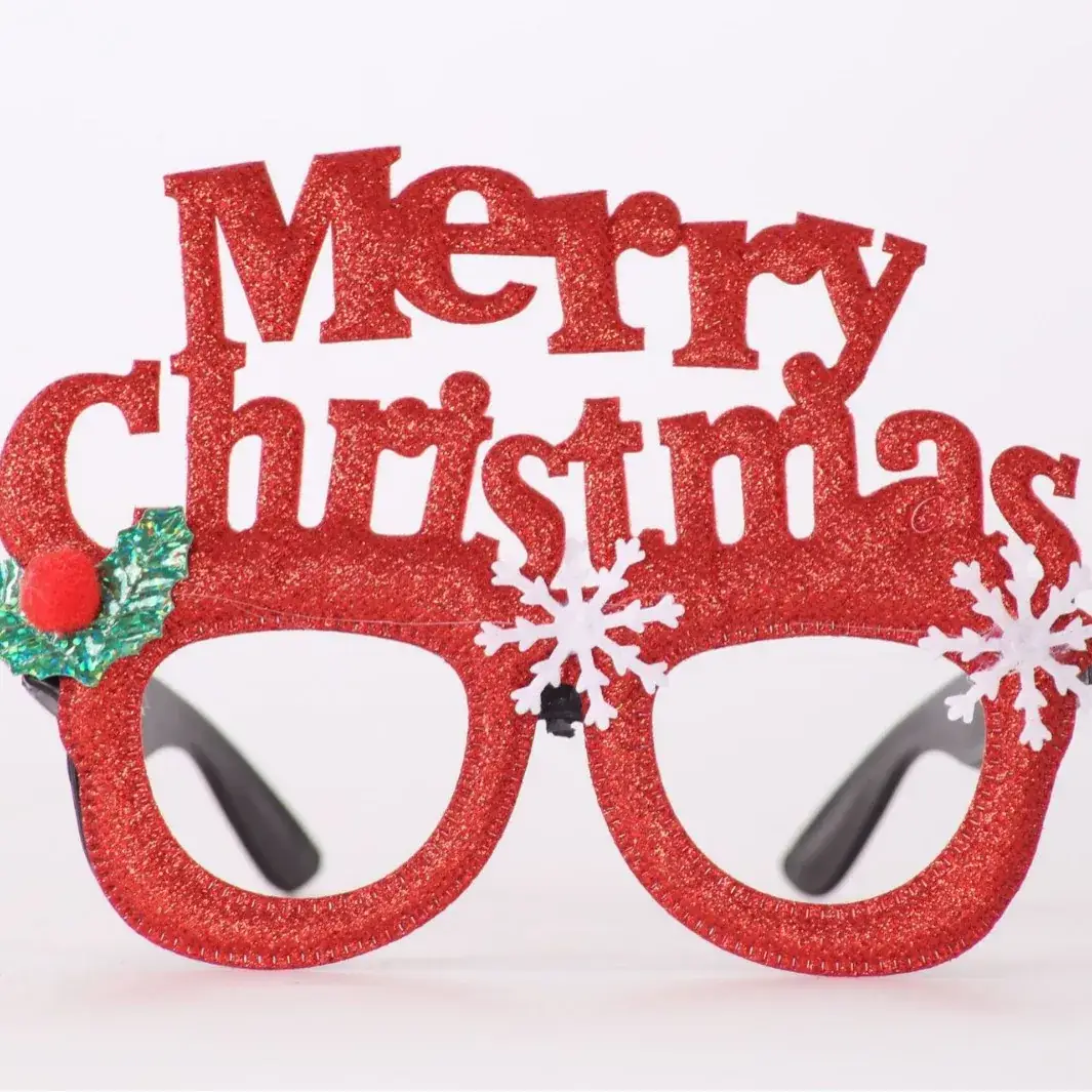 Christmas Deer Antlers Glasses Green Glitter Kids Party Decor - Image 13