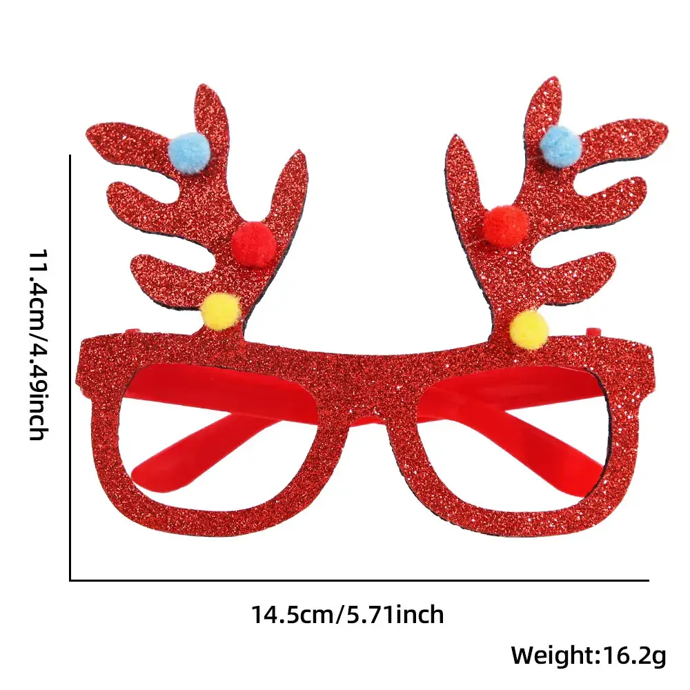 Christmas Deer Antlers Glasses Green Glitter Kids Party Decor - Image 19