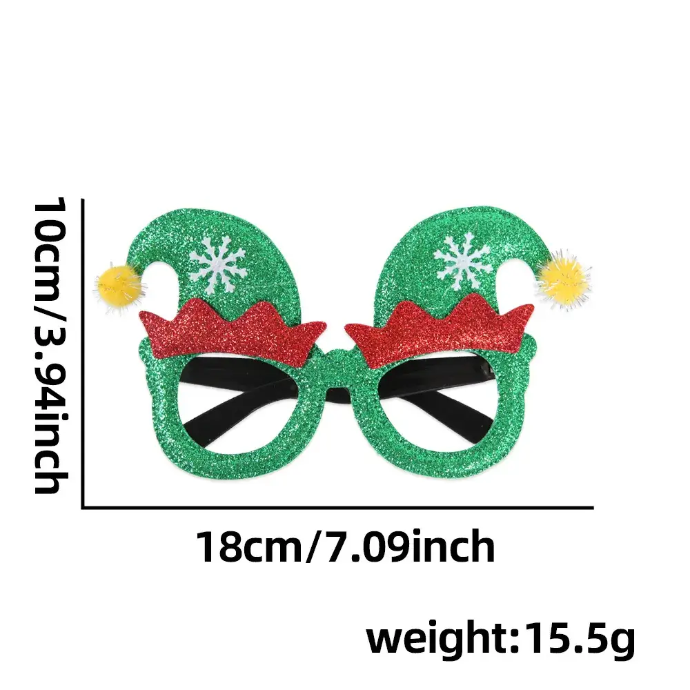 Christmas Deer Antlers Glasses Green Glitter Kids Party Decor - Image 33