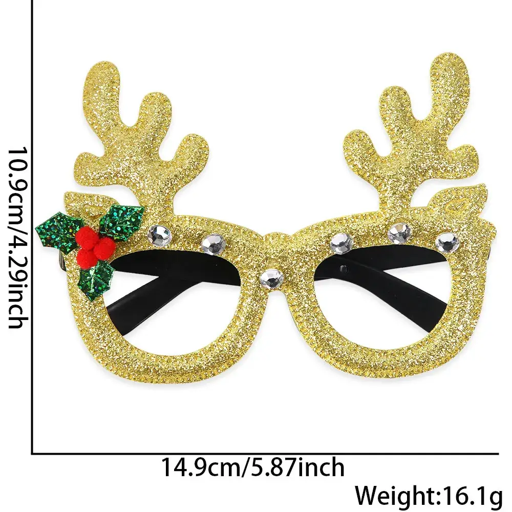 Christmas Deer Antlers Glasses Green Glitter Kids Party Decor - Image 45