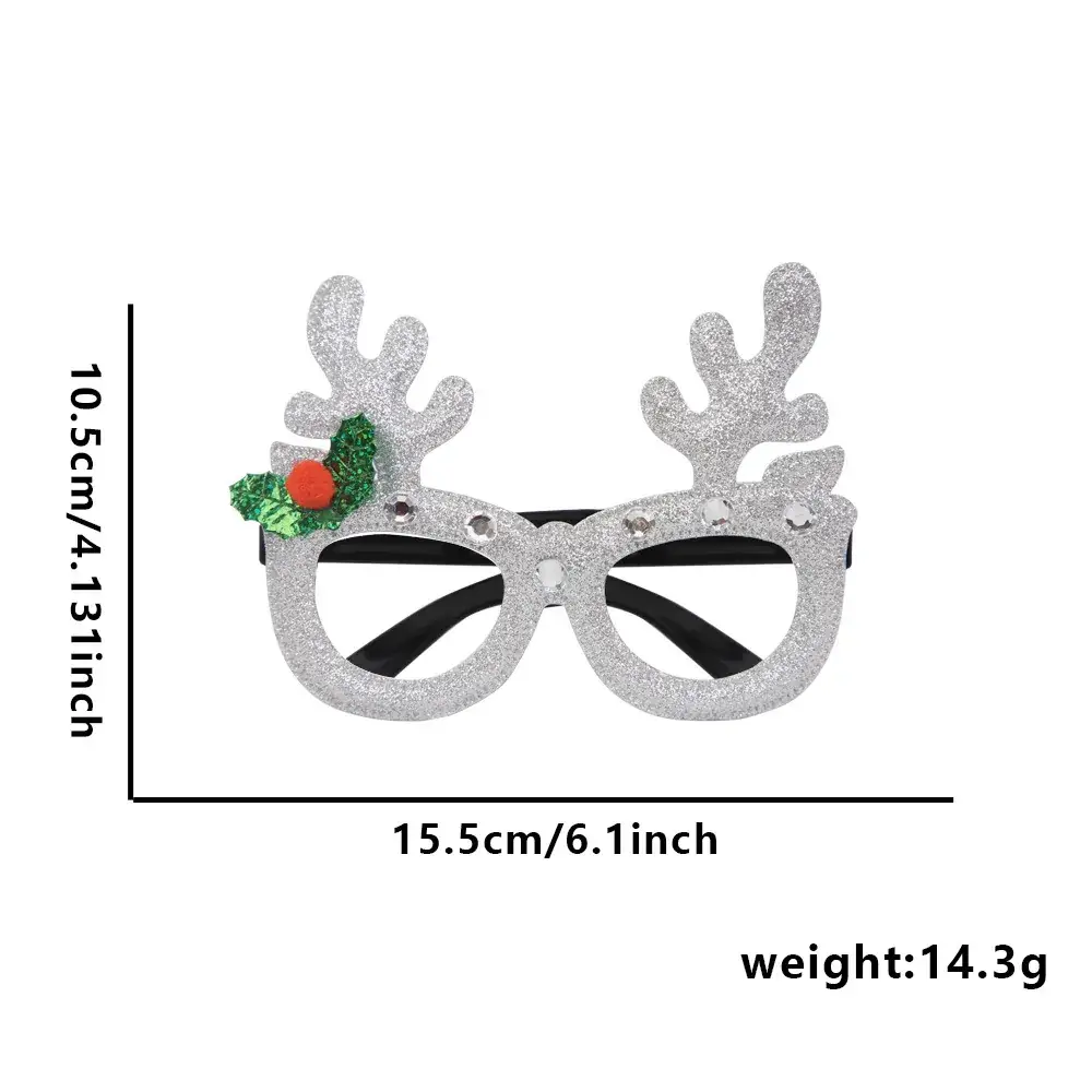 Christmas Deer Antlers Glasses Green Glitter Kids Party Decor - Image 52