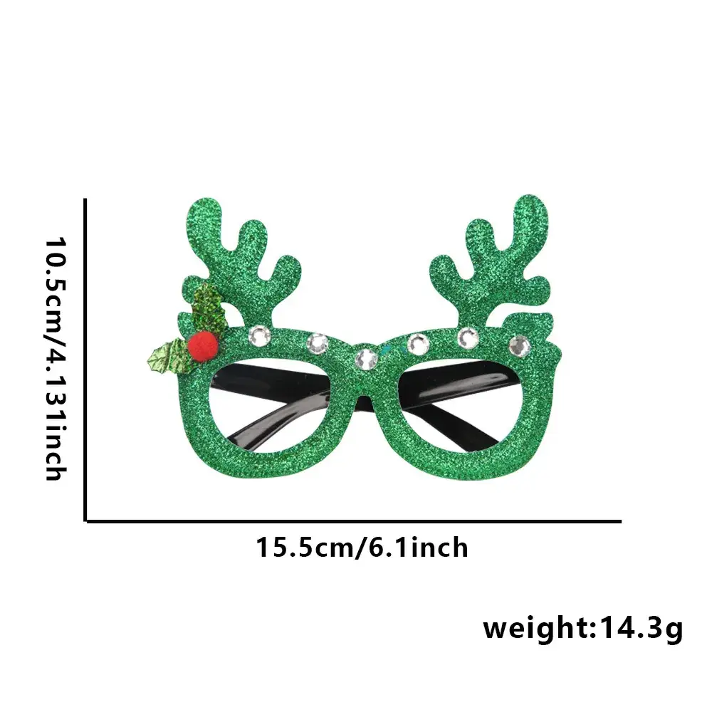 Christmas Deer Antlers Glasses Green Glitter Kids Party Decor - Image 53