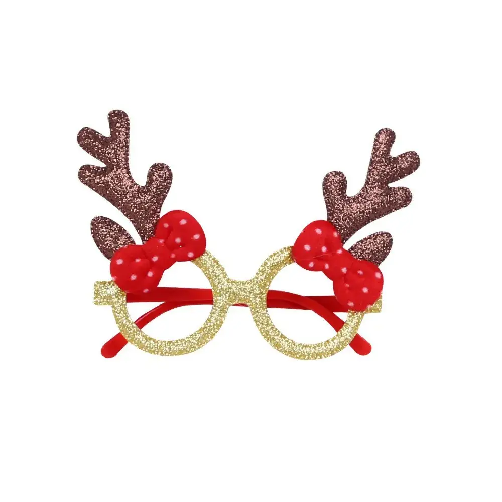 Christmas Deer Antlers Glasses Green Glitter Kids Party Decor - Image 61