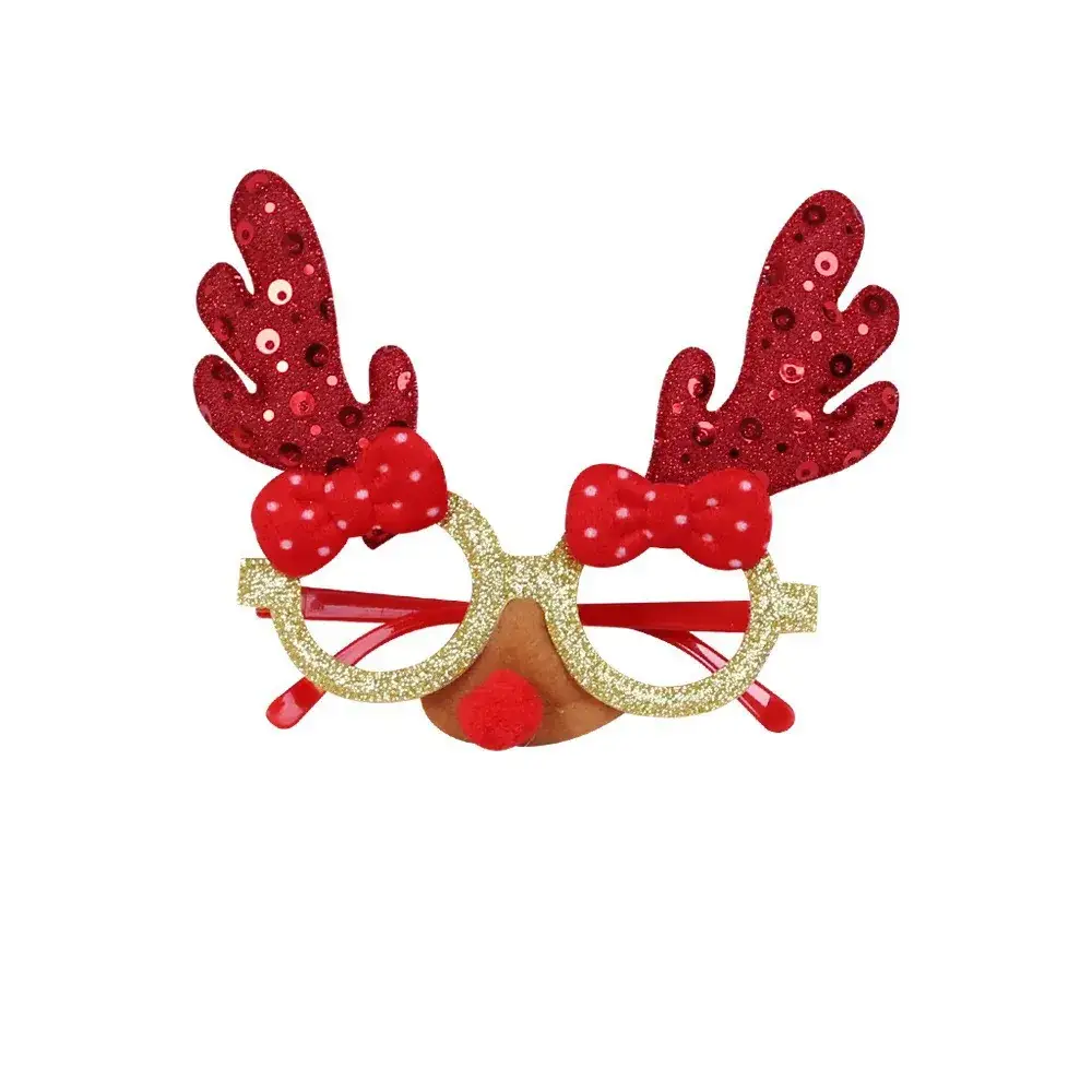 Christmas Deer Antlers Glasses Green Glitter Kids Party Decor - Image 62