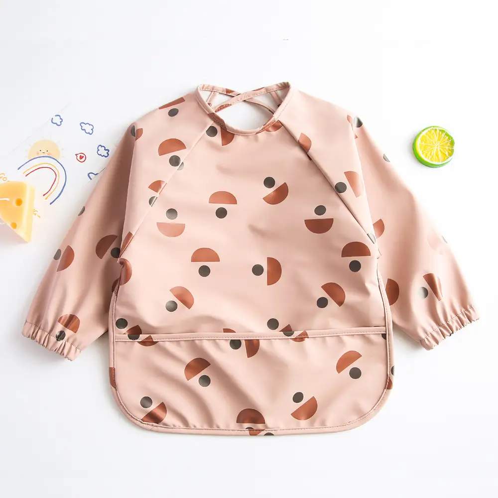 Kids Long Sleeve Eating Bib with Dinosaur Print - Image 9