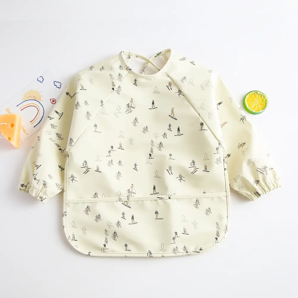 Kids Long Sleeve Eating Bib with Dinosaur Print - Image 10
