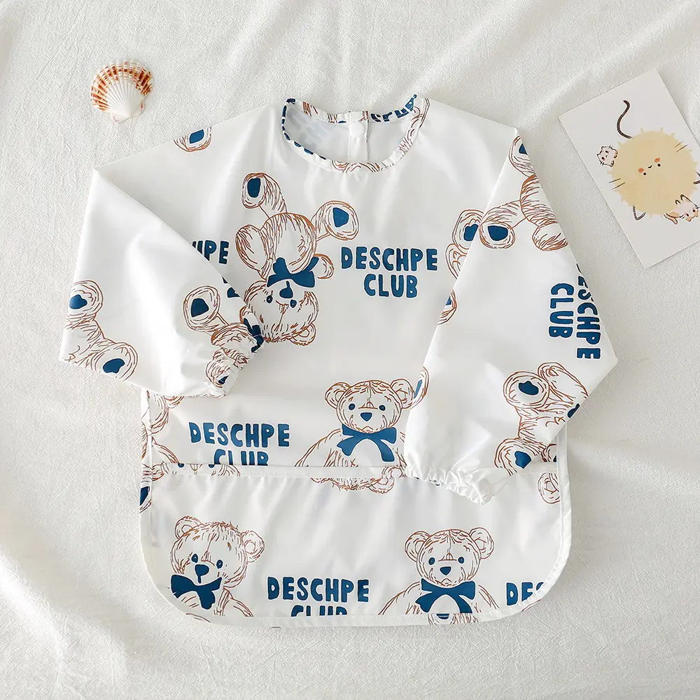 Kids Long Sleeve Eating Bib with Dinosaur Print - Image 11