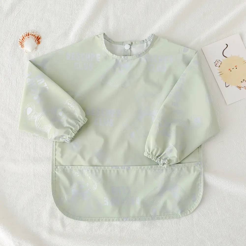 Kids Long Sleeve Eating Bib with Dinosaur Print - Image 14