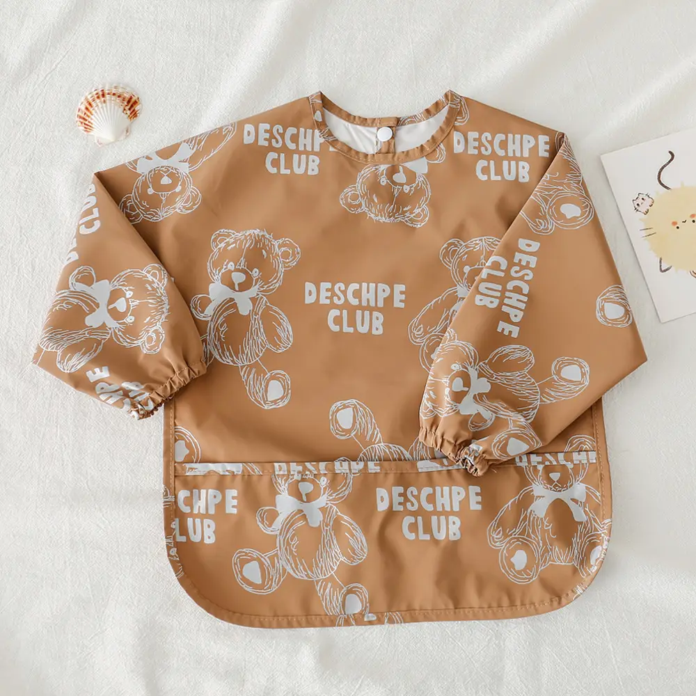 Kids Long Sleeve Eating Bib with Dinosaur Print - Image 15