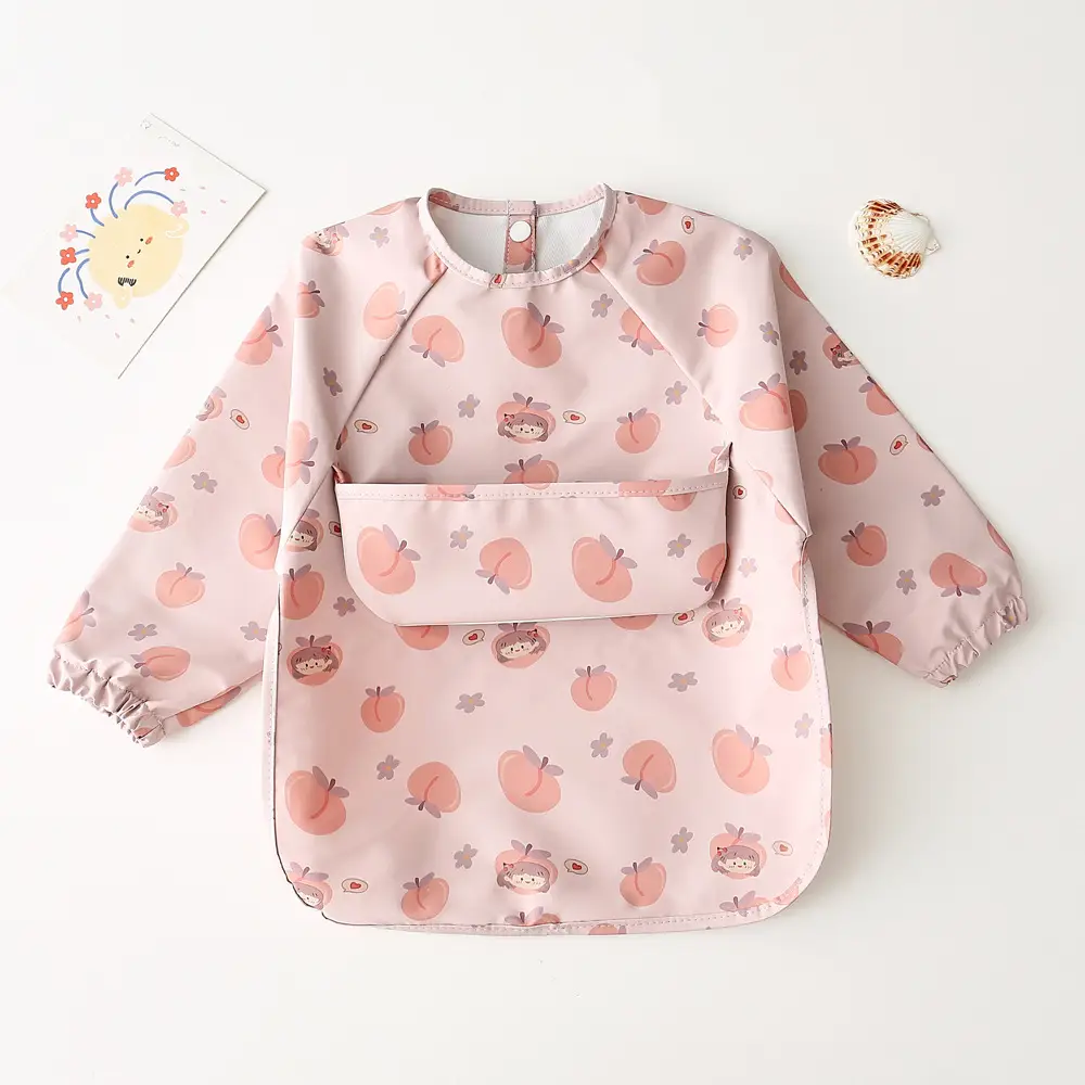 Kids Long Sleeve Eating Bib with Dinosaur Print - Image 24