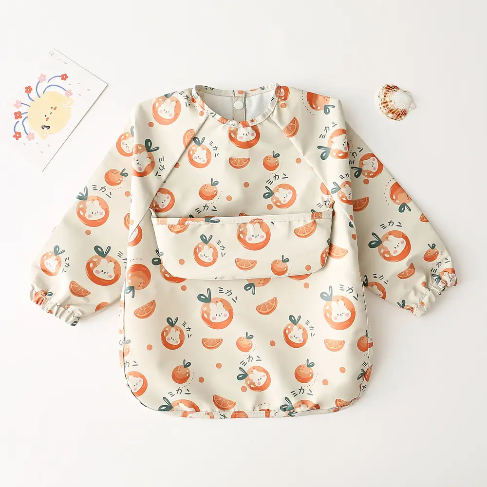 Kids Long Sleeve Eating Bib with Dinosaur Print - Image 25