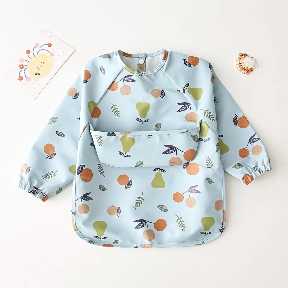 Kids Long Sleeve Eating Bib with Dinosaur Print - Image 26