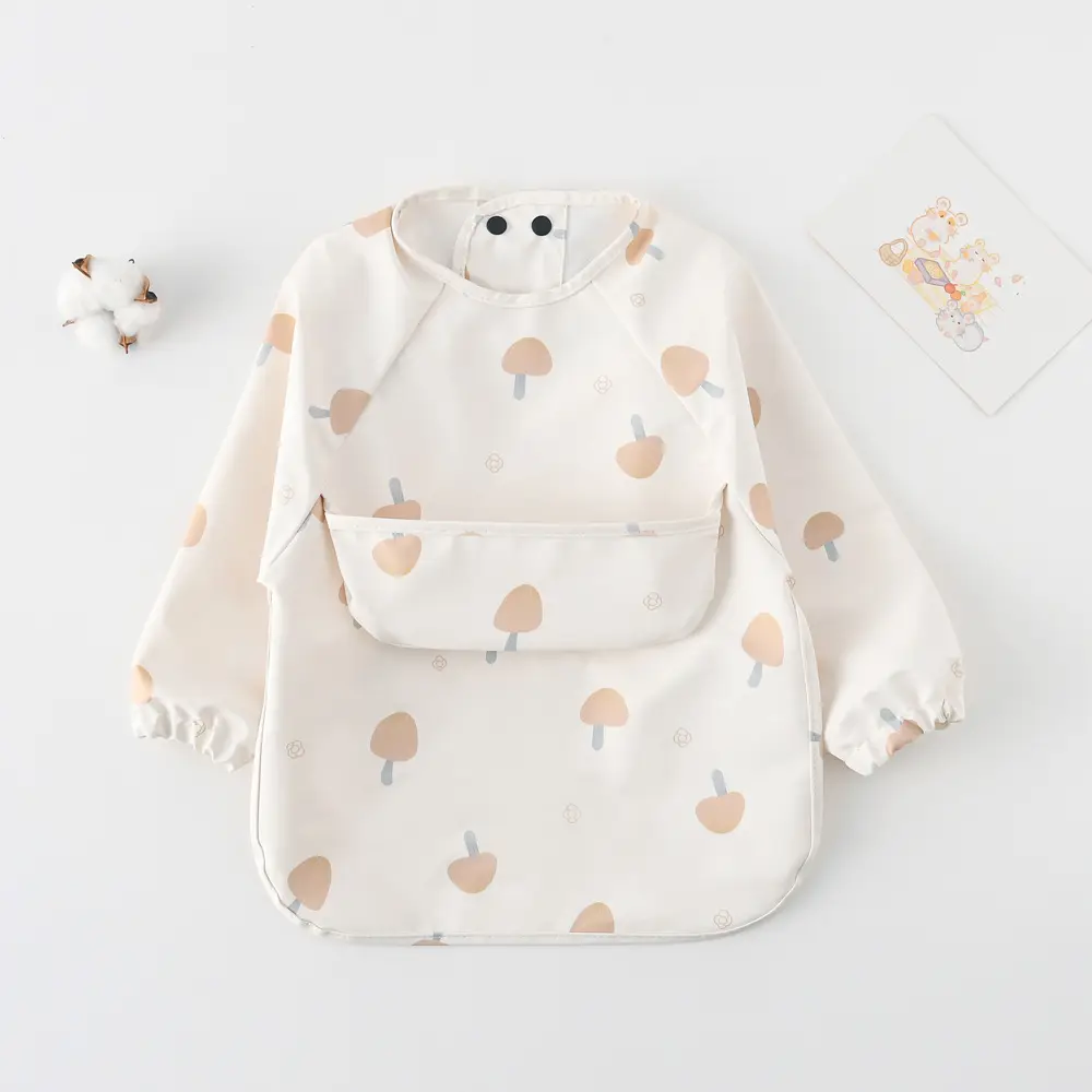 Kids Long Sleeve Eating Bib with Dinosaur Print - Image 41