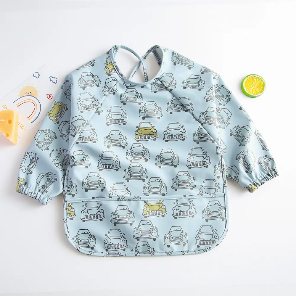Kids Long Sleeve Eating Bib with Dinosaur Print - Image 5