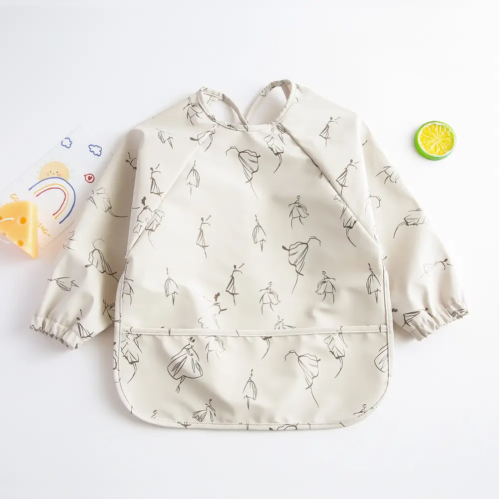 Kids Long Sleeve Eating Bib with Dinosaur Print - Image 7
