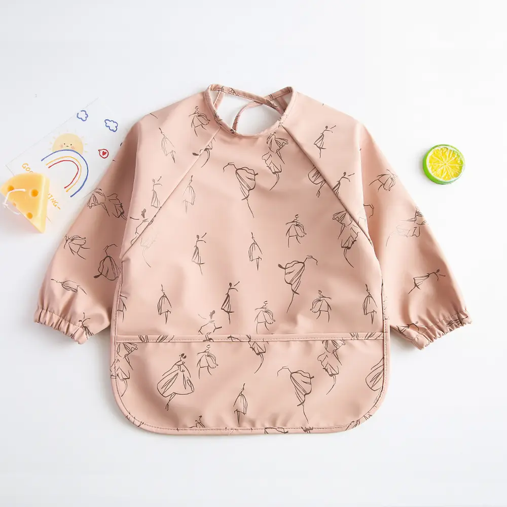 Kids Long Sleeve Eating Bib with Dinosaur Print - Image 8