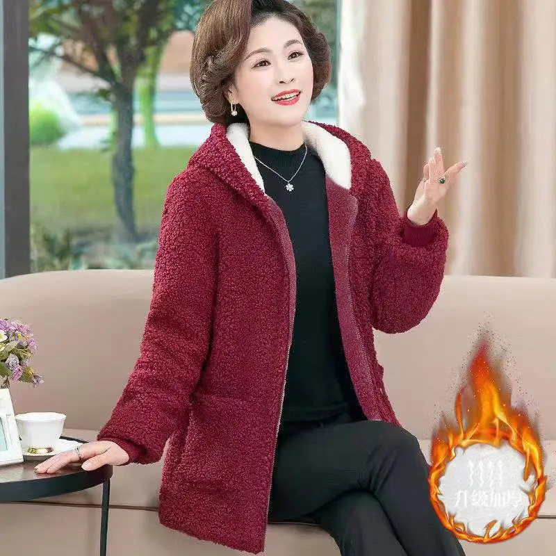 2021 New Mom Fleece Lined Winter Coat Western Style - Image 6