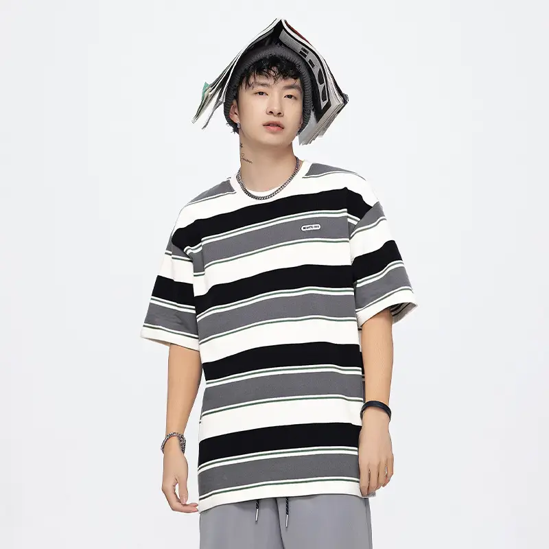 Men Striped T-Shirt 2025 Summer Loose Fit - Image 4