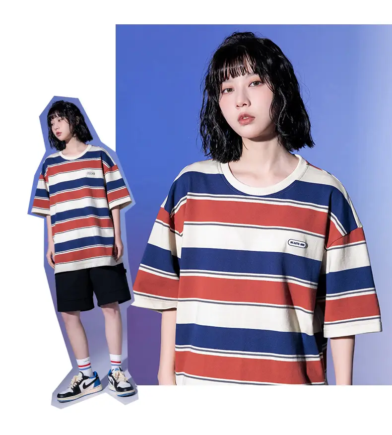 Men Striped T-Shirt 2025 Summer Loose Fit — feature 16