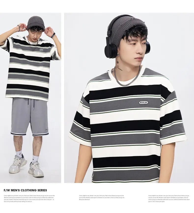 Men Striped T-Shirt 2025 Summer Loose Fit — feature 17