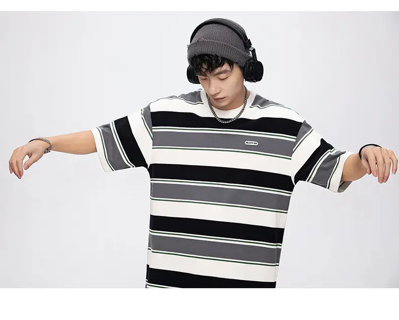 Men Striped T-Shirt 2025 Summer Loose Fit — feature 19