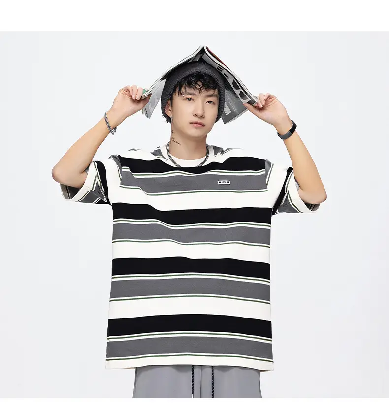 Men Striped T-Shirt 2025 Summer Loose Fit — feature 21